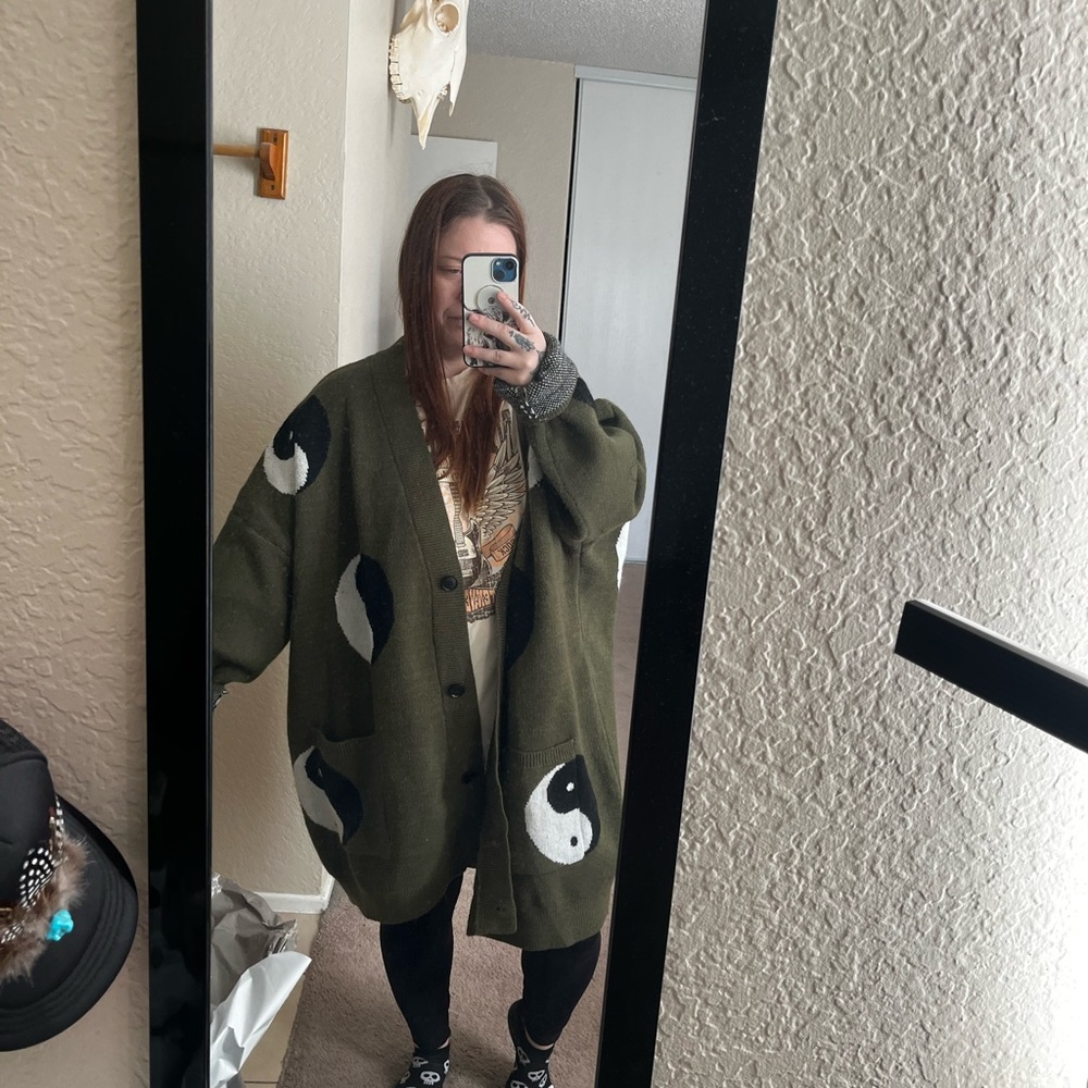Olive Green Yin Yang Cardi